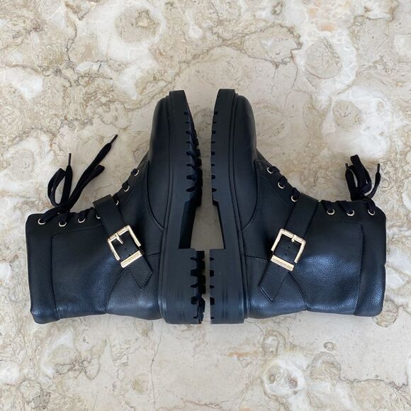 Kelly & Katie Vegan Leather Chunky Motorcycle Buckle Boots - Picture 9 of 16